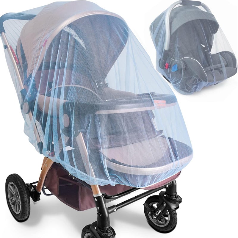 Sysmie Durable Baby Stroller Mosquito Net (2 Pack) - Perfect Bug Net for Strollers, Bassinets, Cradles, Playards, Pack N Plays and Portable Mini Crib (Blue) - Image 1